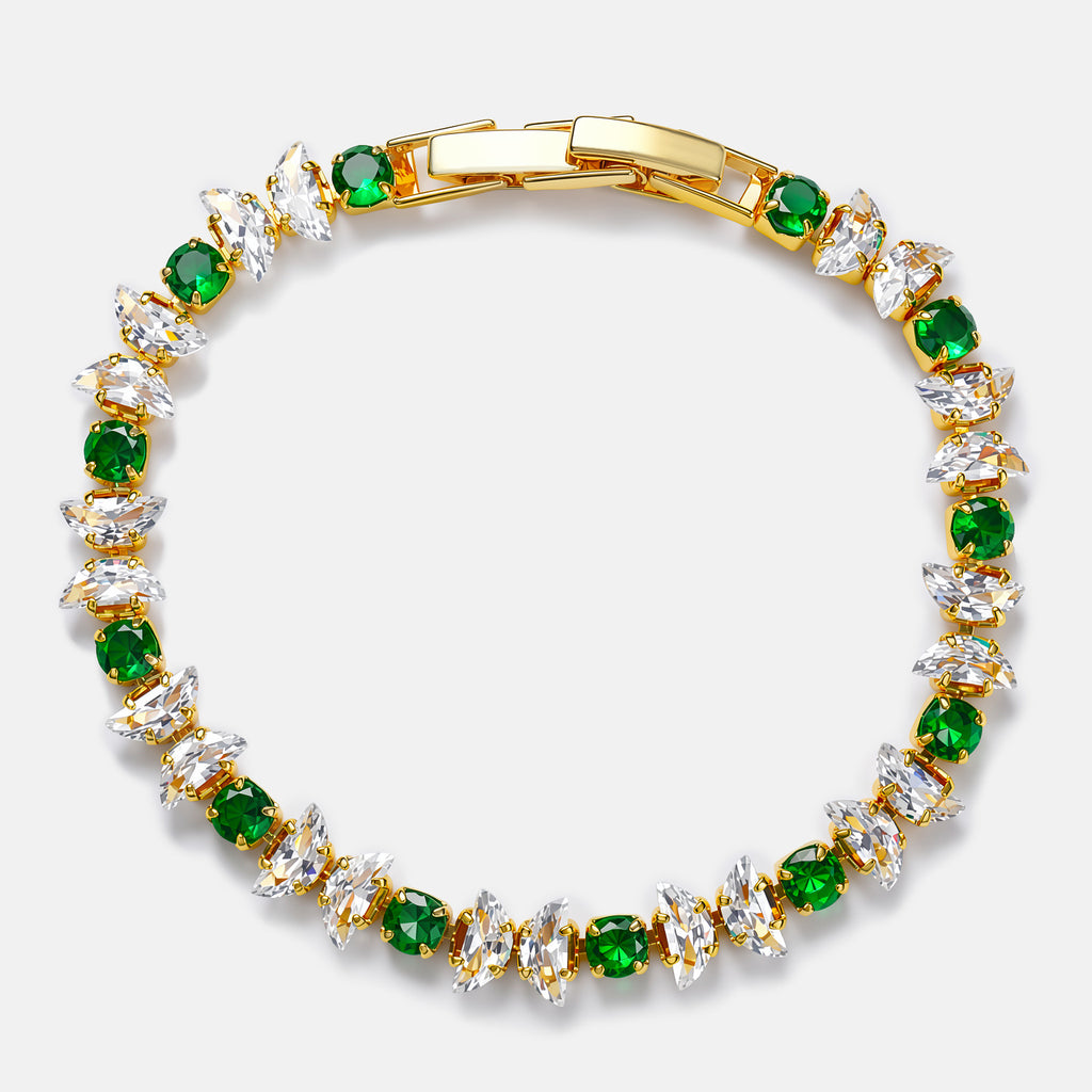 💚💎Smaragdfény Karkötő – Ragyogó Kristályok és Aranyszínű Elegancia