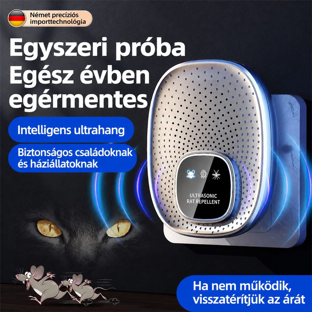 🐭 Ultrahangos Rágcsálóriasztó – 🏠 Vegyszermentes Védelem Otthonra | ⚡ Egerek és Kártevők Ellen